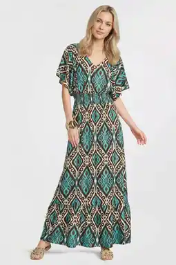 Wehkamp Geisha viscose maxi jurk met smockwerk en print - blauw aanbieding