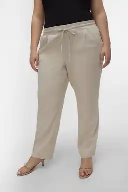 Wehkamp VERO MODA CURVE wide leg highwaist broek zand aanbieding