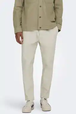 Wehkamp ONLY & SONS ONSLINUS tapered casual broek met linnen ecru aanbieding