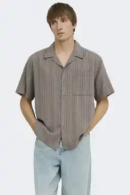 Wehkamp ONLY & SONS relaxed fit overhemd met linnen - taupe aanbieding