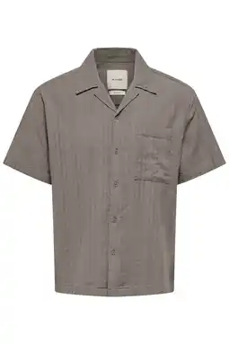Wehkamp ONLY & SONS relaxed fit overhemd met linnen - taupe aanbieding