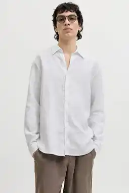 Wehkamp JACK & JONES PREMIUM relaxed casual overhemd met linnen wit aanbieding