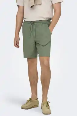 Wehkamp ONLY & SONS loose fit short met linnen groen aanbieding