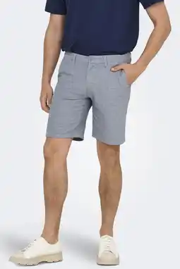 Wehkamp ONLY & SONS ONSMARK regular chino short met linnen grijsblauw aanbieding