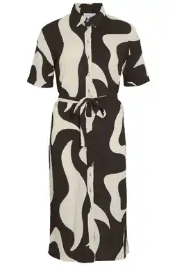 Wehkamp VILA blousejurk bruin/ ecru aanbieding