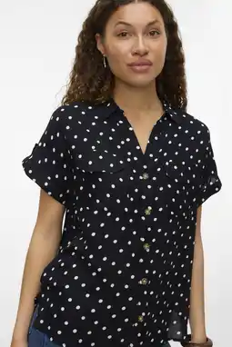 Wehkamp VERO MODA blouse zwart met stippen aanbieding