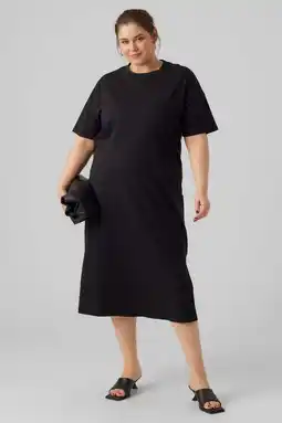 Wehkamp VERO MODA CURVE t-shirtjurk midi jurk zwart aanbieding