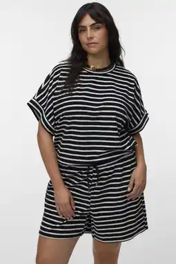Wehkamp VERO MODA CURVE gestreepte top zwart aanbieding