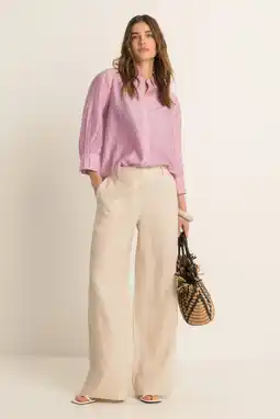 Wehkamp Expresso linnen broek wide leg beige aanbieding