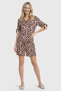 Wehkamp Geisha high waist straight short met print - bruin aanbieding