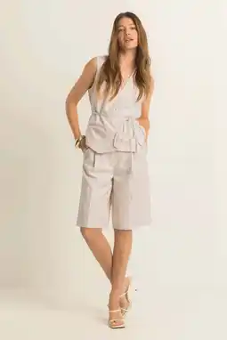 Wehkamp Expresso wide leg highwaist bermuda short ecru aanbieding