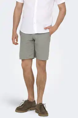 Wehkamp ONLY & SONS ONSMARK regular chino short met linnen lichtkaki aanbieding