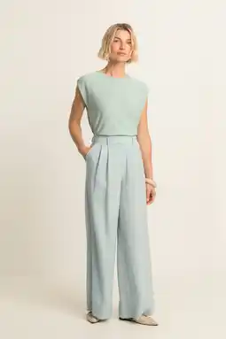 Wehkamp Expresso wide leg highwaist pantalon lichtblauw aanbieding