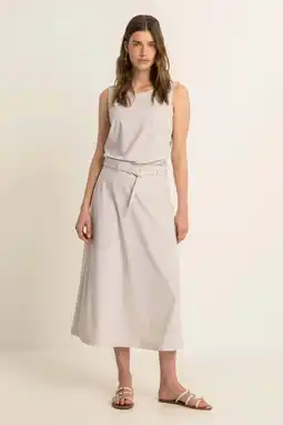 Wehkamp Expresso travelstof midi rok met ceintuur - beige aanbieding