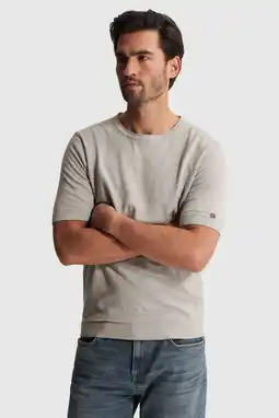 Wehkamp Cast Iron regular T-shirt met linnen fijn gebreid lichtgrijs aanbieding