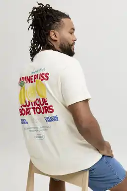 Wehkamp JACK & JONES PLUS SIZE regular fit T-shirt met backprint - antiek wit aanbieding