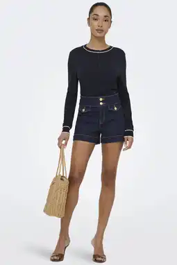 Wehkamp ONLY regular highwaist short dark blue denim aanbieding