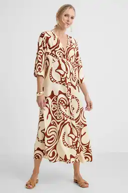 Wehkamp Geisha blousejurk bruin aanbieding