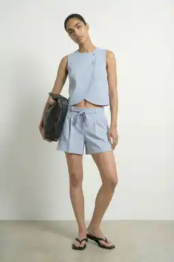 Wehkamp HYPEDROP regular fit casual short met ceintuur - lichtblauw aanbieding