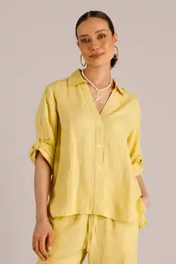 Wehkamp Yest blouse met linnen geel aanbieding