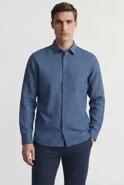 Wehkamp JACK & JONES ESSENTIALS regular casual overhemd met linnen blauw aanbieding