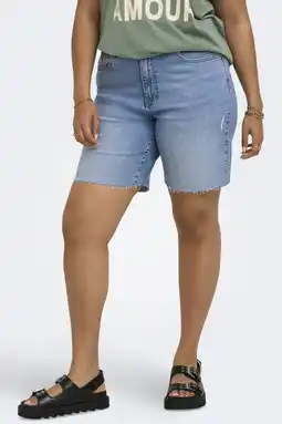 Wehkamp ONLY CARMAKOMA slim regularwaist short light blue denim aanbieding