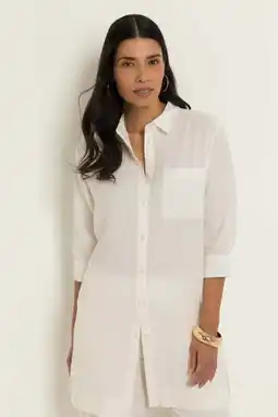 Wehkamp CLAUDIA BY CLAUDIA STRÄTER blouse met linnen - ecru aanbieding