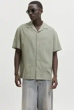 Wehkamp JACK & JONES ESSENTIALS linnen relaxed gebreid overhemd - groen aanbieding