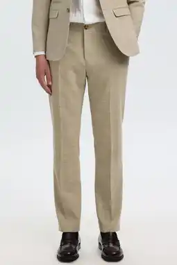 Wehkamp Selected SLHSLIM-OASIS slim pantalon met linnen camel aanbieding