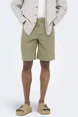 Wehkamp ONLY & SONS ONSEDGE straight denim short groen aanbieding