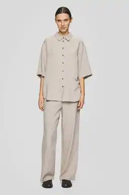 Wehkamp MSCH Copenhagen wide leg highwaist broek met linnen beige aanbieding