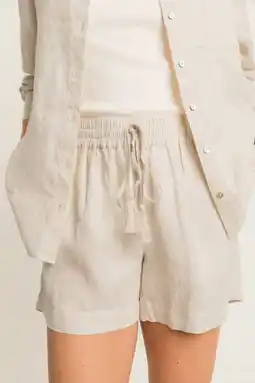 Wehkamp Expresso wide leg regularwaist casual short linnen beige aanbieding