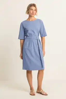 Wehkamp Expresso travelstof midi jurk met ceintuur - lichtblauw aanbieding