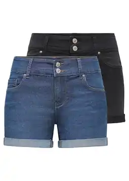 Wehkamp ONLY skinny regularwaist denim short dark blue denim - (set van2) aanbieding
