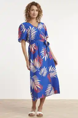 Wehkamp Smashed Lemon rayon midi jurk - blauw aanbieding