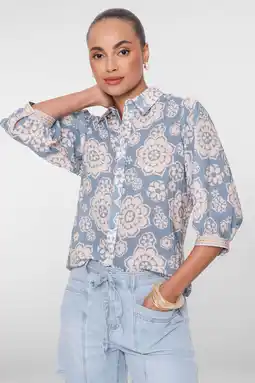 Wehkamp Geisha gebloemde blouse blauw aanbieding