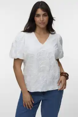 Wehkamp VERO MODA CURVE gebloemde top wit aanbieding