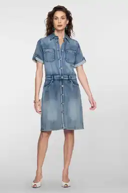 Wehkamp Geisha denim spijkerjurk met omslagdetail en riemlussen mediumblauw aanbieding