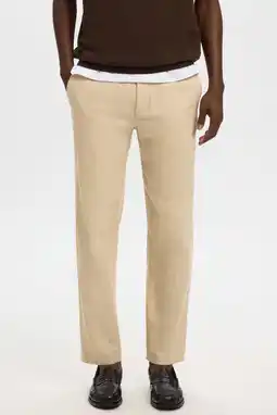 Wehkamp Selected BRODY slim tapered chino met linnen beige aanbieding