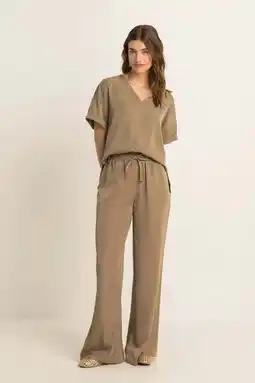 Wehkamp Expresso wide leg highwaist broek grijsgroen gebreid aanbieding