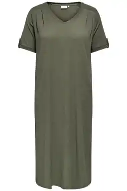 Wehkamp ONLY CARMAKOMA T-shirtjurk zomerjurk donkergroen aanbieding