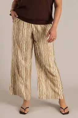 Wehkamp Yest Curve regularwaist gestreepte casual broek taupe aanbieding