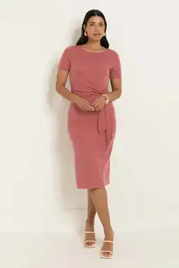 Wehkamp CLAUDIA BY CLAUDIA STRÄTER jurk met knoopdetail - oudroze aanbieding