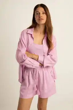Wehkamp Expresso wide leg regularwaist casual short linnen roze aanbieding