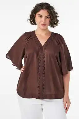 Wehkamp Zizzi blousetop donkerbruin aanbieding