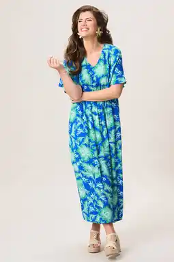Wehkamp Miss Etam gebloemde maxi zomerjurk - blauw aanbieding