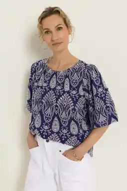 Wehkamp Claudia Sträter blousetop donkerblauw broderie aanbieding