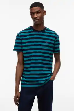 Wehkamp Tommy Jeans regular gestreept T-shirt petrol aanbieding