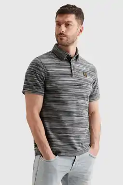 Wehkamp PME Legend regular gestreepte polo antraciet aanbieding