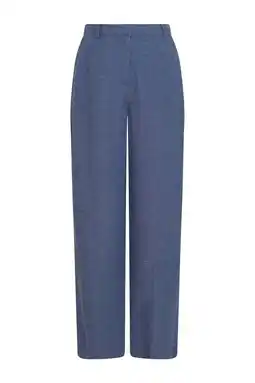 Wehkamp MSCH Copenhagen wide leg highwaist broek met linnen blauw aanbieding